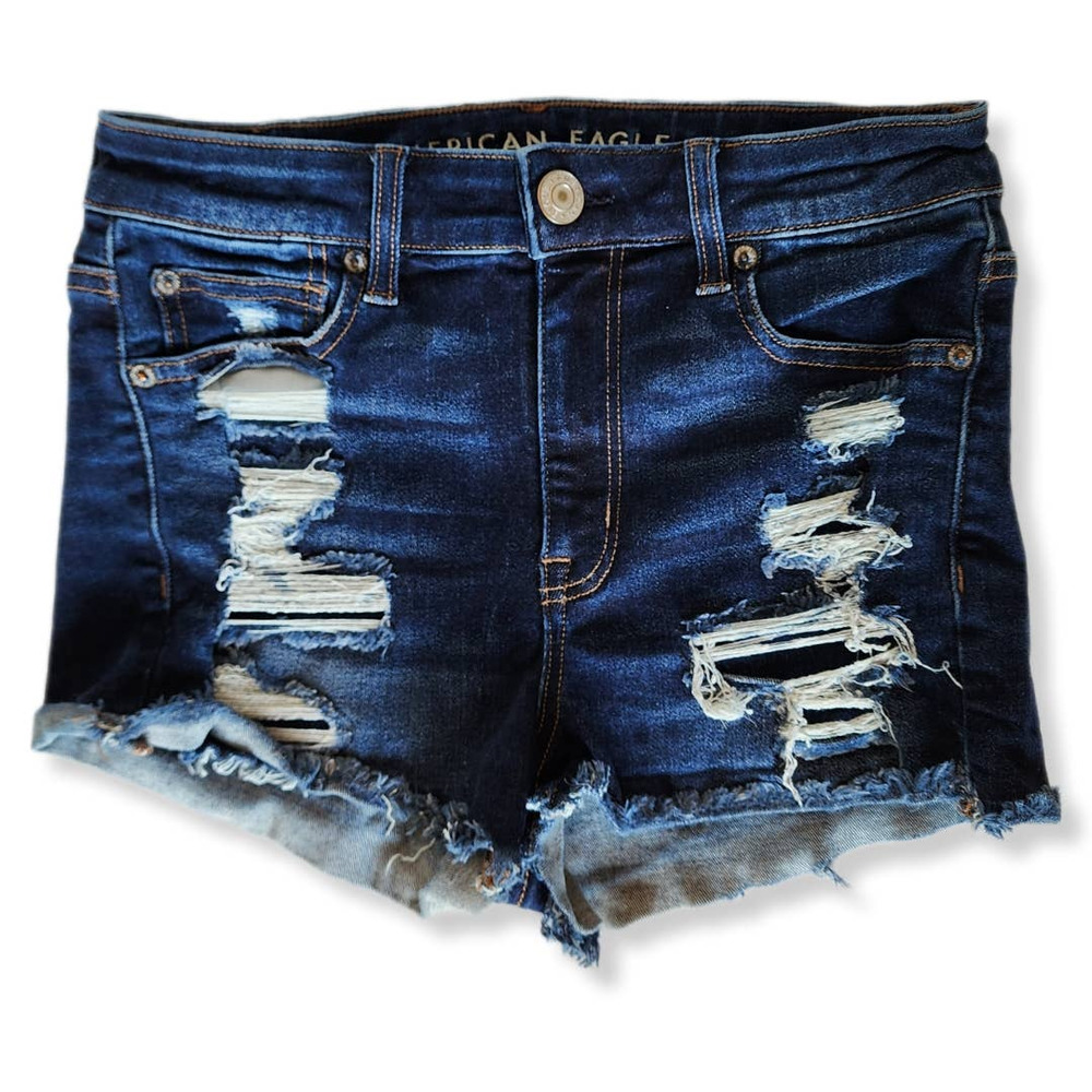 American Eagle AE Next Level Stretch Hi Rise Shorts Cut Off Distressed Womens 4